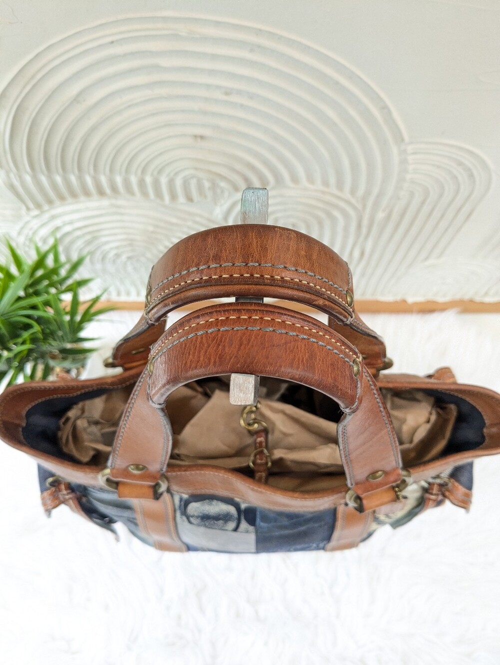 Coach RARE! Vintage Y2k Denim Patchwork Tote - Picture 3 of 12